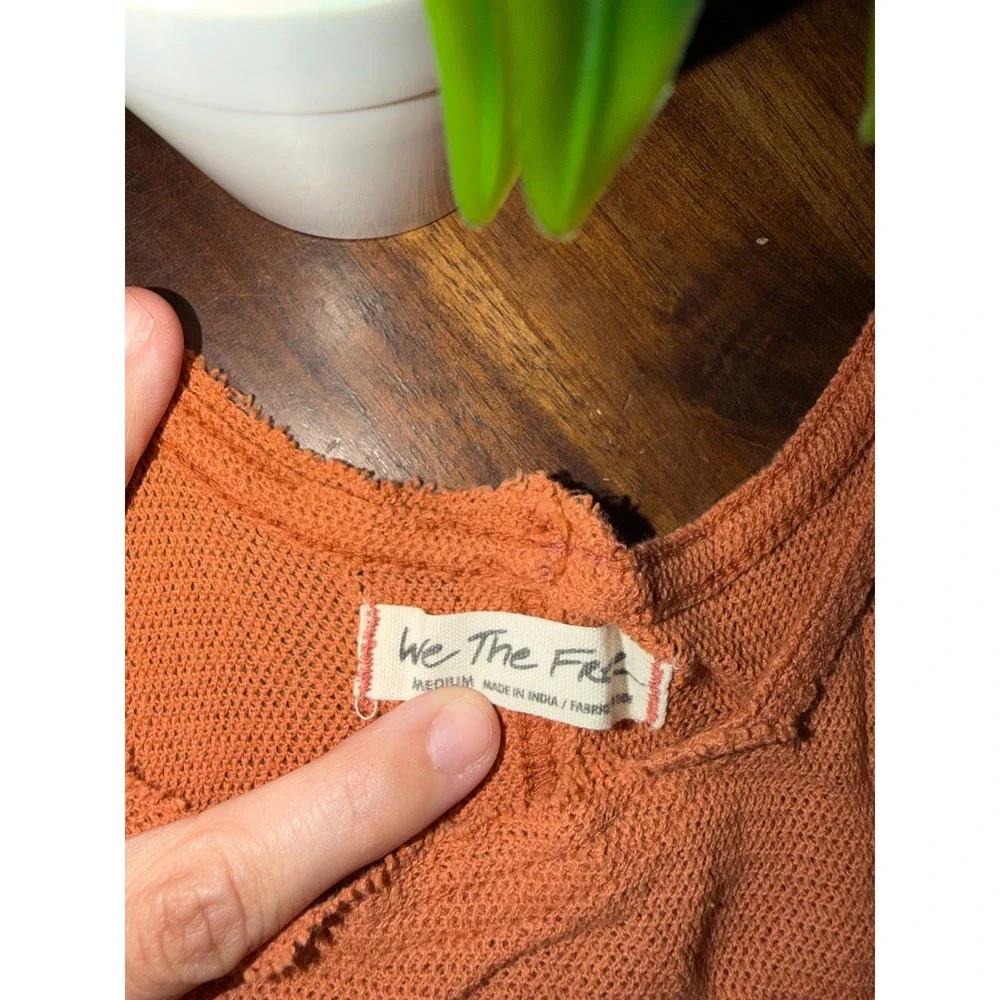 Free People We The Free Orange Ombre Knit Tank Top Medium Boho Raw Edge Maxi Tee